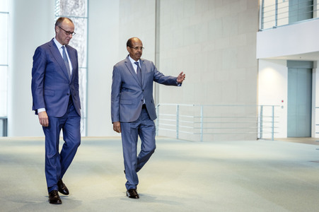 Pressestatement von Friedrich Merz und Mahamud Ali Jussuf  in Berlin