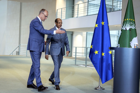 Pressestatement von Friedrich Merz und Mahamud Ali Jussuf  in Berlin
