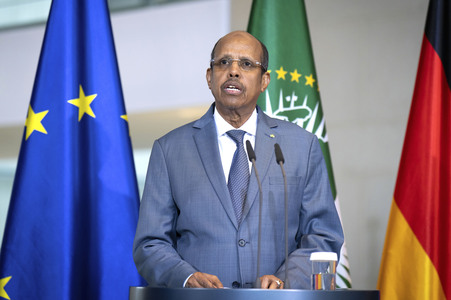 Pressestatement von Friedrich Merz und Mahamud Ali Jussuf  in Berlin