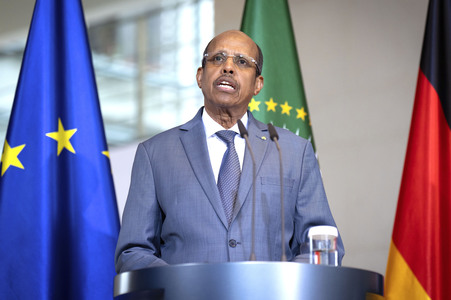 Pressestatement von Friedrich Merz und Mahamud Ali Jussuf  in Berlin