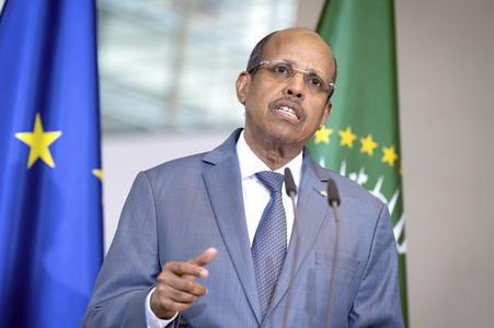 Pressestatement von Friedrich Merz und Mahamud Ali Jussuf  in Berlin