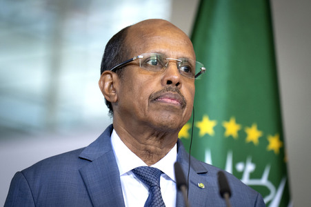Pressestatement von Friedrich Merz und Mahamud Ali Jussuf  in Berlin