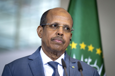 Pressestatement von Friedrich Merz und Mahamud Ali Jussuf  in Berlin