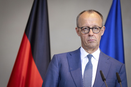 Pressestatement von Friedrich Merz und Mahamud Ali Jussuf  in Berlin