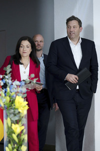 Pressestatement von Boris Pistorius, Lars Klingbeil und Katherina Reiche in Berlin