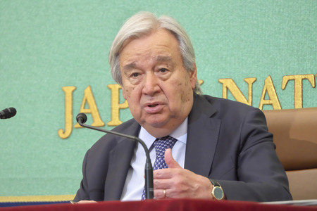 Pressekonferenz mit UN-Generalsekretär António Guterres in Tokio