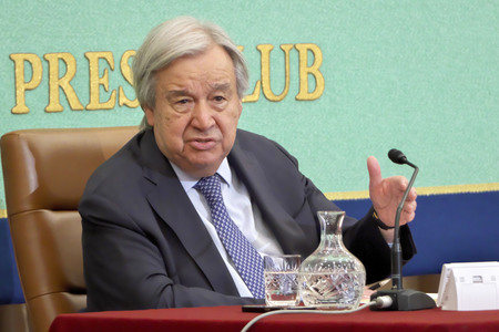 Pressekonferenz mit UN-Generalsekretär António Guterres in Tokio