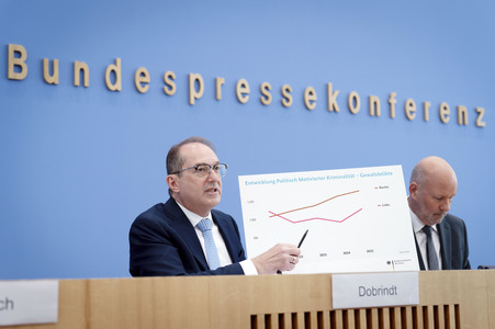 Bundespressekonferenz 'Vorstellung der Statistik politisch motivierter Kriminalität 2025' in Berlin
