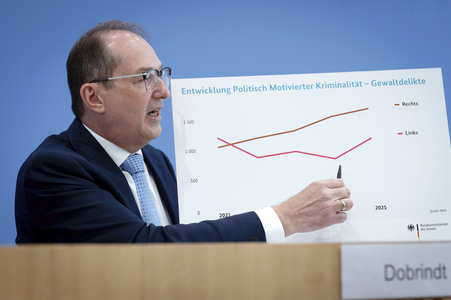Bundespressekonferenz 'Vorstellung der Statistik politisch motivierter Kriminalität 2025' in Berlin
