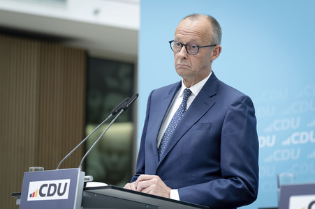 Pressekonferenz mit Friedrich Merz in Berlin