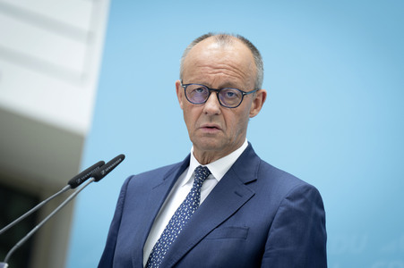 Pressekonferenz mit Friedrich Merz in Berlin