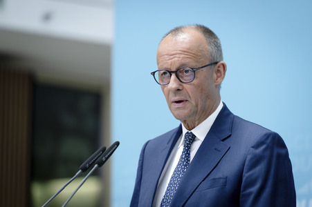 Pressekonferenz mit Friedrich Merz in Berlin