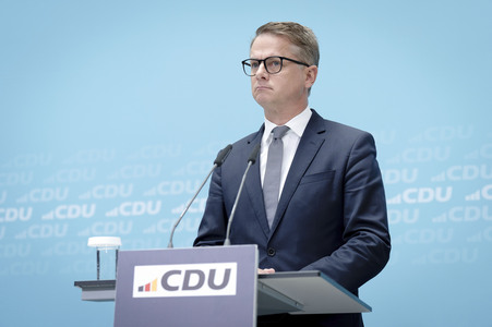 Pressekonferenz mit Friedrich Merz in Berlin