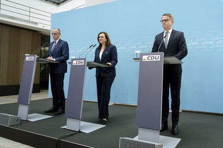 Pressekonferenz mit Friedrich Merz in Berlin