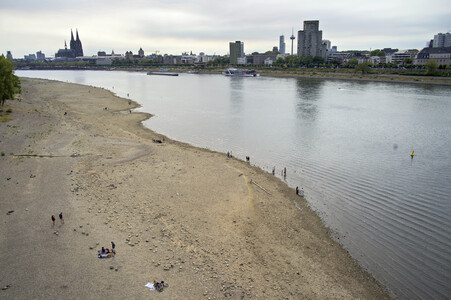Niedrigwasser im Rhein in Köln