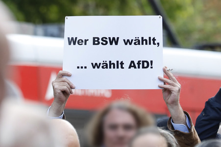 Wahlkampfveranstaltung des BSW in Halle