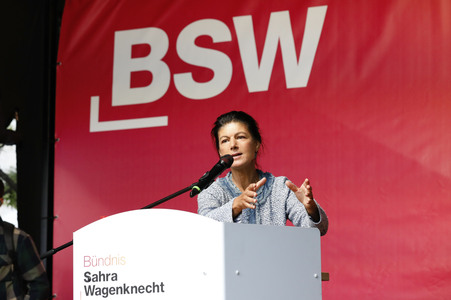 Wahlkampfveranstaltung des BSW in Halle