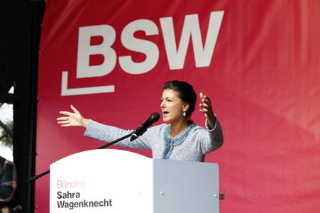 Wahlkampfveranstaltung des BSW in Halle