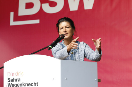 Wahlkampfveranstaltung des BSW in Halle