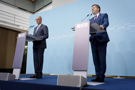 Pressekonferenz der CDU zur Wahl in Sachsen-Anhalt in Berlin