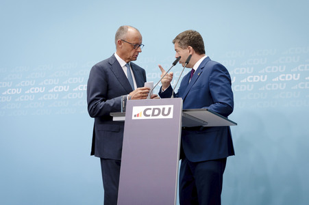 Pressekonferenz der CDU zur Wahl in Sachsen-Anhalt in Berlin