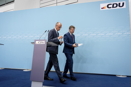 Pressekonferenz der CDU zur Wahl in Sachsen-Anhalt in Berlin