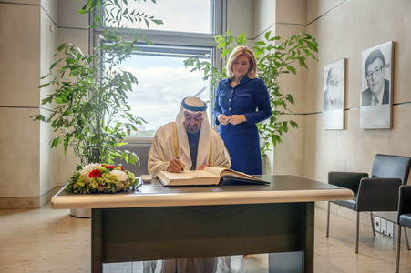 Bundestagspräsidentin Julia Klöckner empfängt den Staatspräsidenten der Vereinigten Arabischen Emirate in Berlin