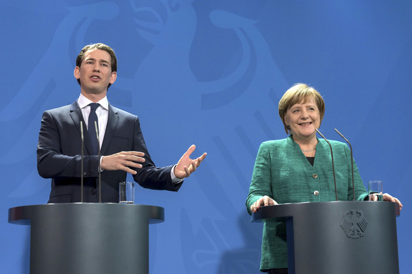 Pressekonferenz mit Merkel und Kurz in Berlin