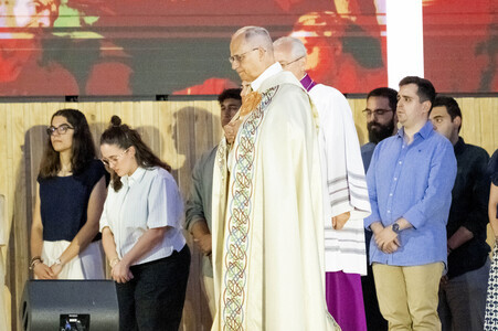 Papst Leo XIV. bei einer Gebetswache in Madrid