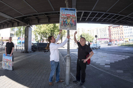 Plakatpräsentation der Linken in Berlin