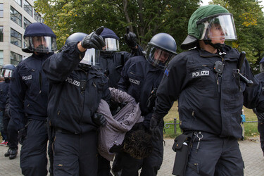 Flüchtlinge protestieren am Kreuzberger Oranienplatz, Berlin