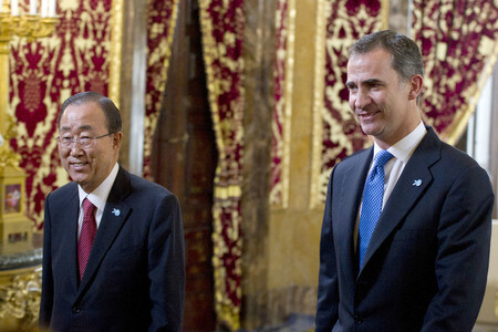 König Felipe empfängt Ban Ki-Moon in Madrid