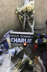 Blumen für die Charlie Hebdo Opfer, New York