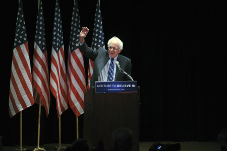 Bernie Sanders spricht im Rathaus in New York