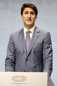 G20 Pressekonferenz von Justin Trudeau in Hamburg