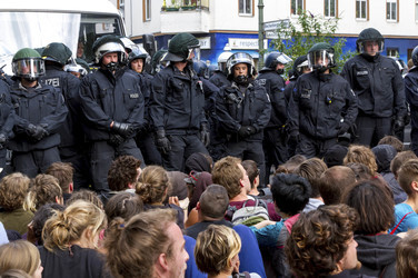 Demonstrationen gegen Räumung der besetzten Gerhart-Hauptmann-Schule, Berlin