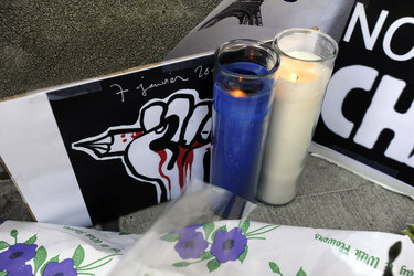 Blumen für die Charlie Hebdo Opfer, New York