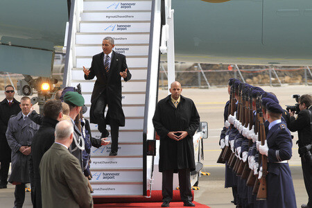 Ankunft von Barack Obama auf dem Flughafen Hannover-Langenhagen