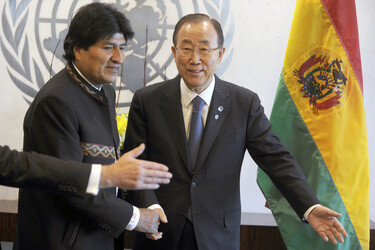 Evo Morales trifft Ban Ki-moon, New York