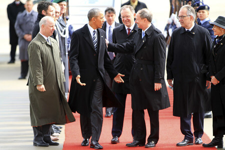 Ankunft von Barack Obama auf dem Flughafen Hannover-Langenhagen