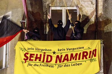 Demo für Kobane in Wedding, Berlin