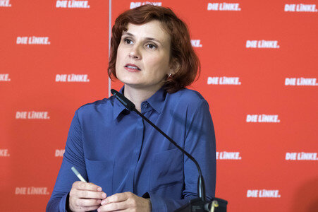 Pressekonferenz von Katja Kipping in Berlin