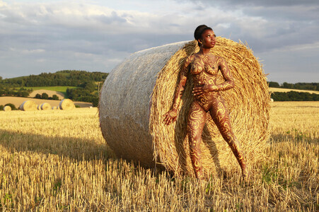NATURE ART: Auf einem Feld in der Abendsonne / On a Field in the Evening Sun Bodypainting