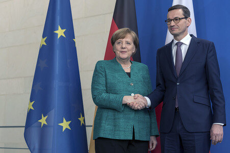 Pressekonferenz mit Angla Merkel und Mateusz Morawiecki in Berlin