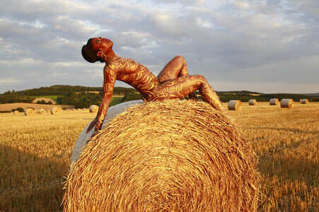 NATURE ART: Auf einem Feld in der Abendsonne / On a Field in the Evening Sun Bodypainting