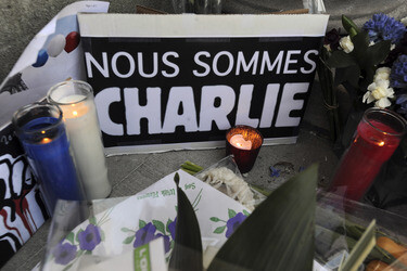 Blumen für die Charlie Hebdo Opfer, New York