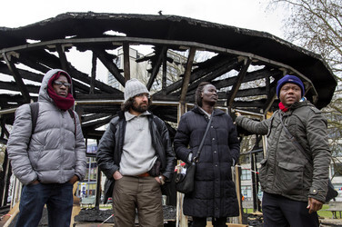 Refugees Pressekonferenz zum Brand am Oranienplatz, Berlin