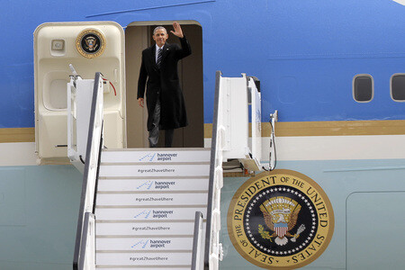 Ankunft von Barack Obama auf dem Flughafen Hannover-Langenhagen