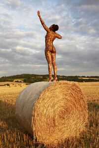 NATURE ART: Auf einem Feld in der Abendsonne / On a Field in the Evening Sun Bodypainting