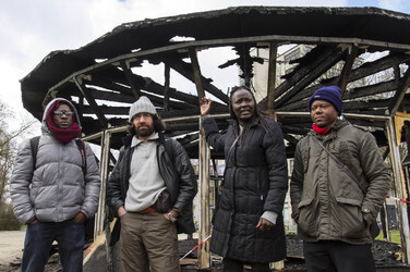 Refugees Pressekonferenz zum Brand am Oranienplatz, Berlin